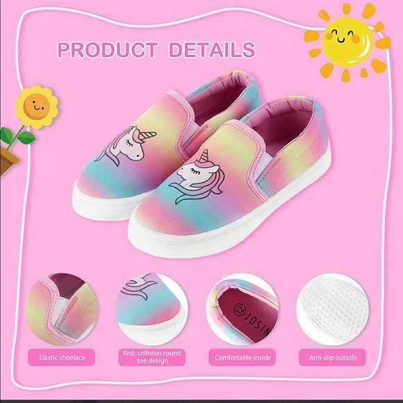 New JOSINY Kids Shoes  Casual Canvas Sneakers Slip On Lazy Tennis Loafers - Picture 3 of 15